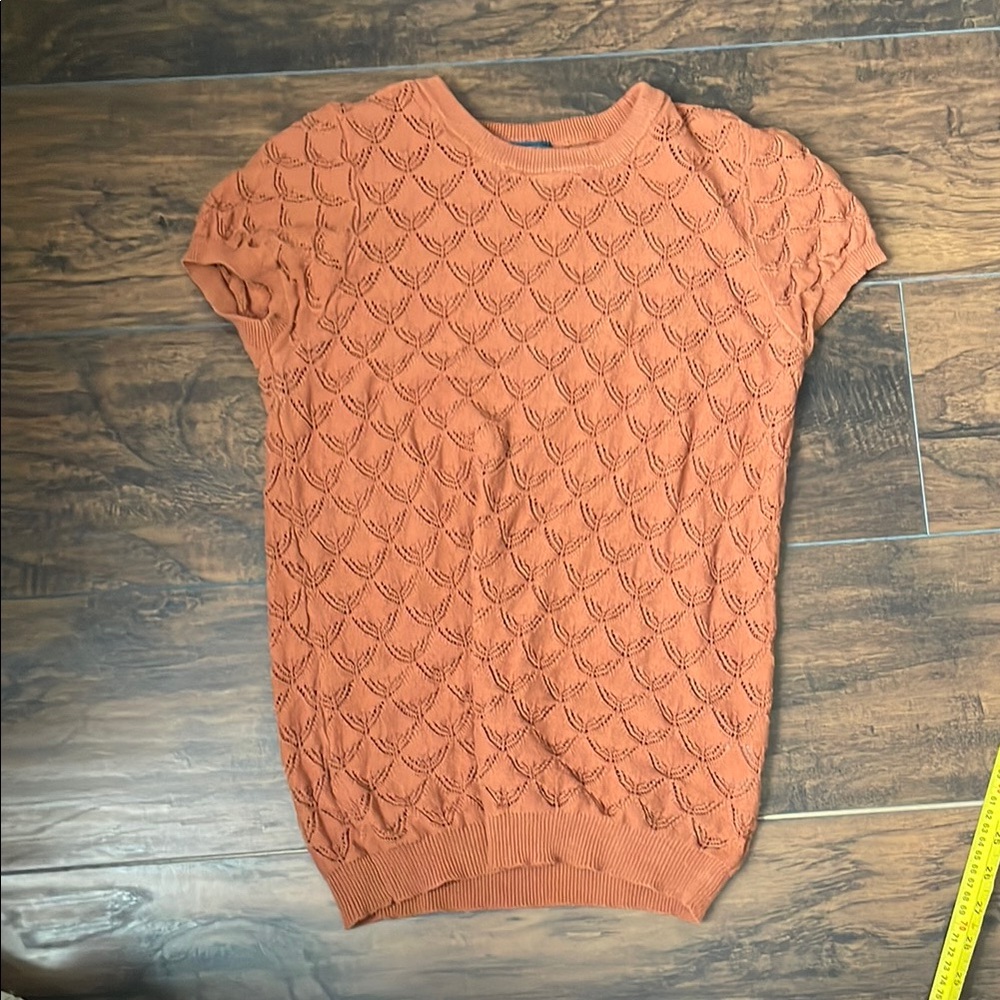 ModCloth Orange Knit Short Sleeve Sweater